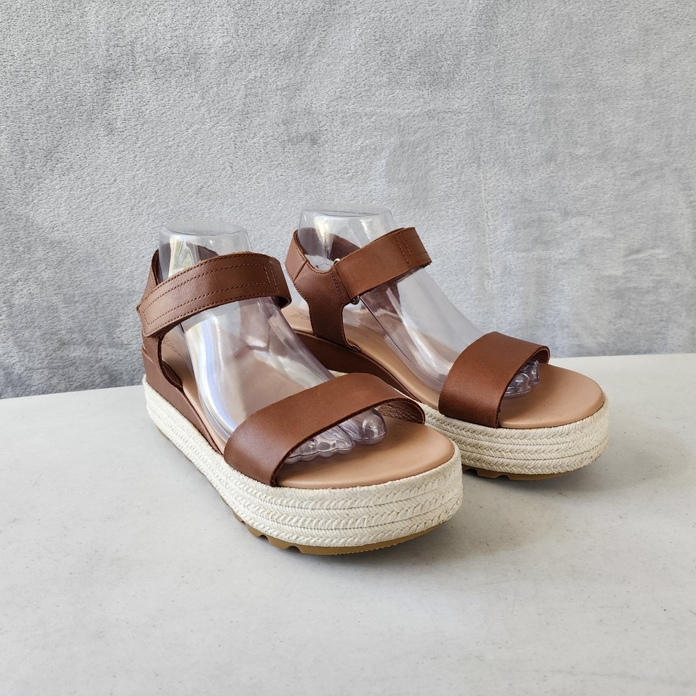 Sorel Sandals Womens Size 9 Brown Leather Flatform Lug Sole Cameron Adjustable - Picture 5 of 12